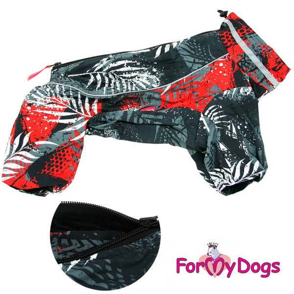 For My Dogs talvi/syyshaalari punaisen musta, tyylikäs haalari tyttö koiralle.