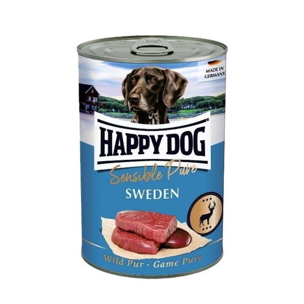 Happy Dog riistaa sisältävä koiran märkäruoka.
