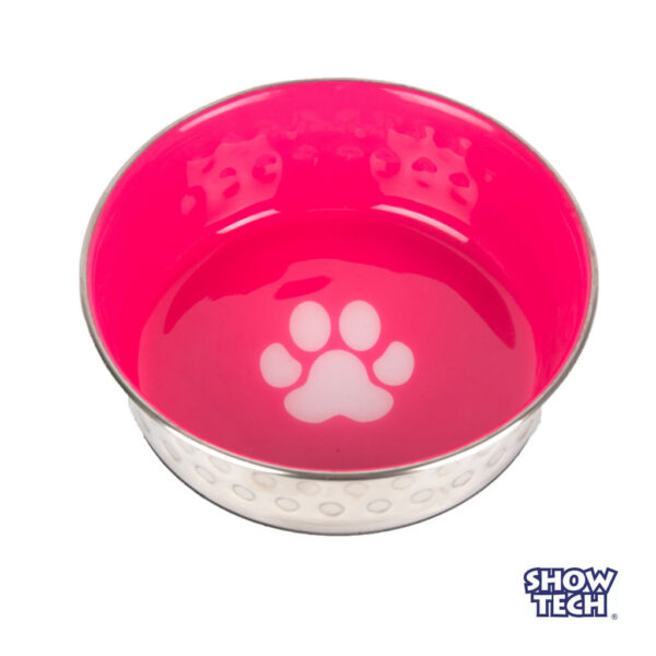 Show Tech ruokakuppi pinkki on pirteä koiran teräksinen ruokakuppi.