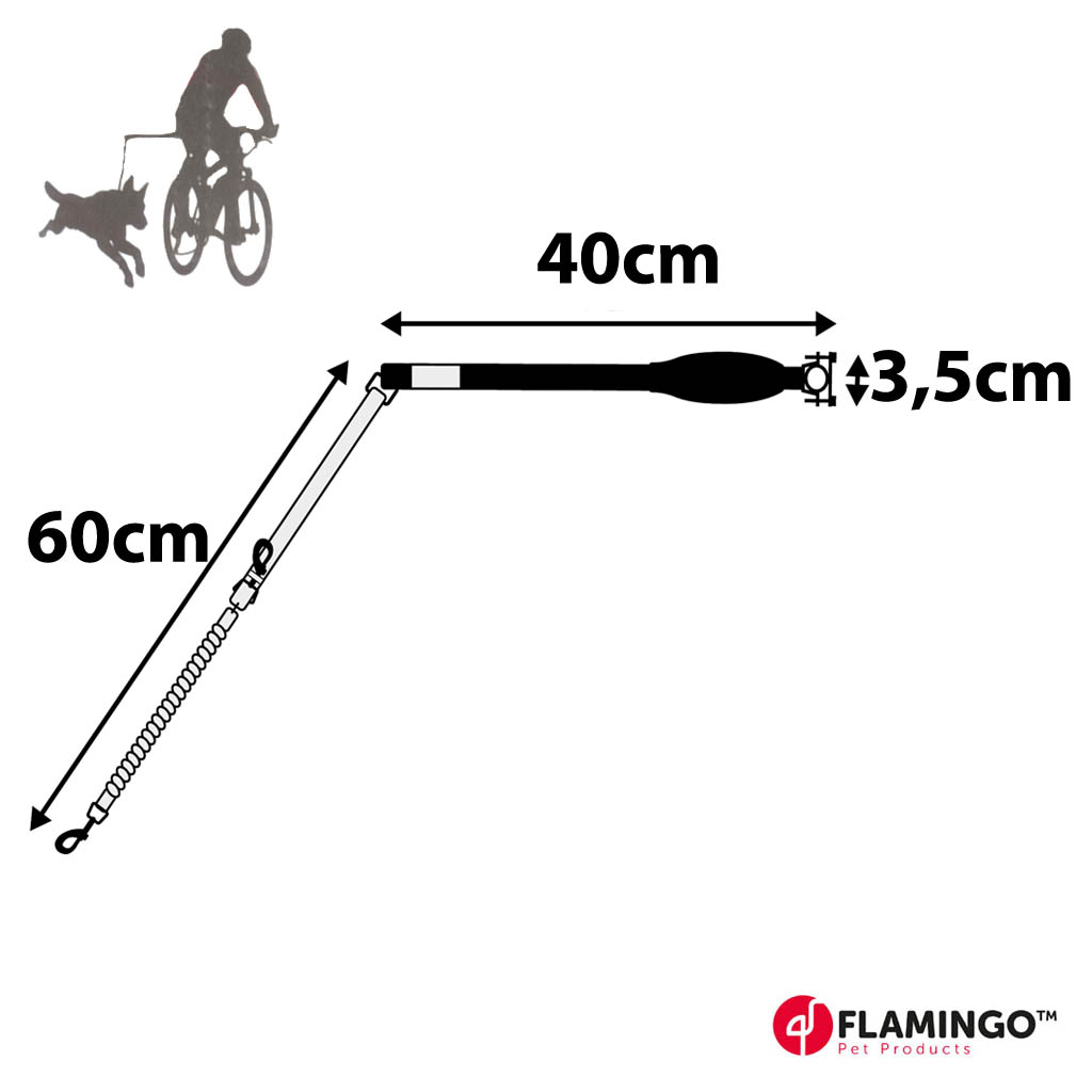 Koiran kanssa pyöräilyyn sopivan telineen mitat.