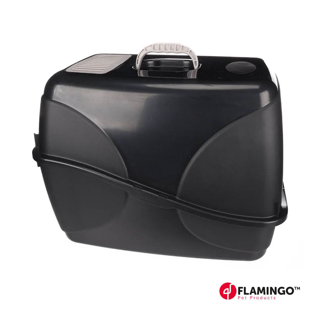 Kissan hiekkalaatikko sivusta kuvattuna.