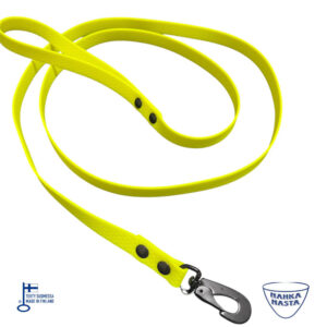 Vahva ja mukava hexa talutin koiralle, neon keltainen, mustin metalliosin.