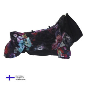 Welsh corgin sadehaalari, violetilla kukkakuosilla.